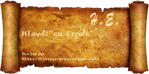 Hlavács Ernő névjegykártya